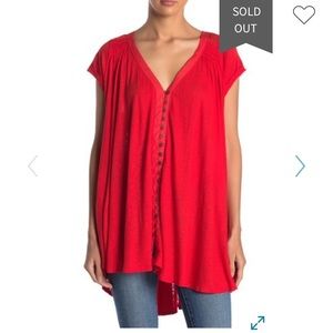 Free People Highland linen flowy shirt